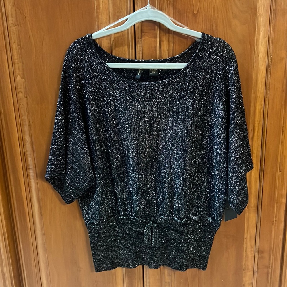 #13 - Nue Options, Sweater Top in black and silver. Size XL